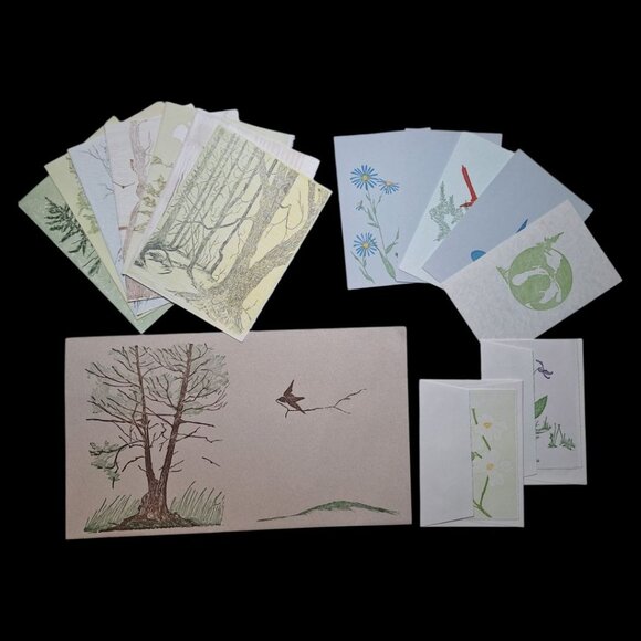 Sarah Gwen Frostic Postcard Blank Card Block Prints Mini Vintage Nature Michigan - Picture 1 of 16